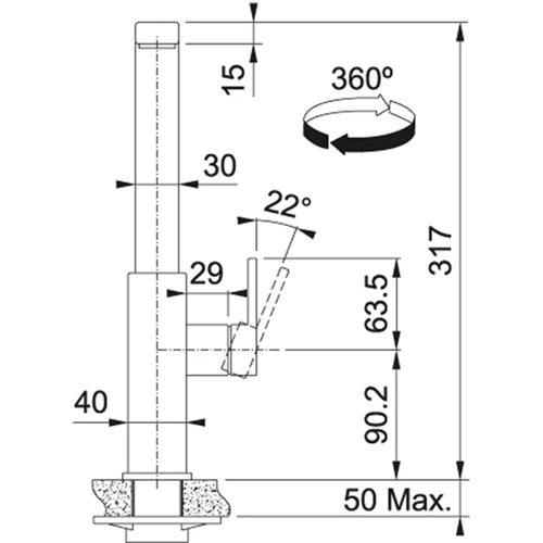 Franke Mythos Swivel 115.0550.441: Вид монтажу Виразний
