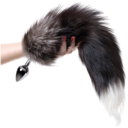 Анальная пробка Metal By Toyfa с хвостом черно-бурой лисы