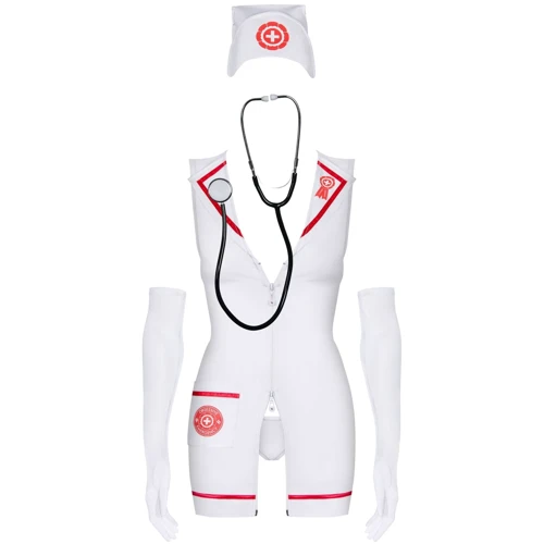 Костюм медсестры Obsessive Emergency + стетоскоп, S/M