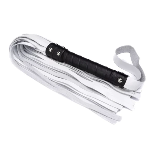 Флоггер из натуральной кожи Flirty Leather - Black & White, BG-00033