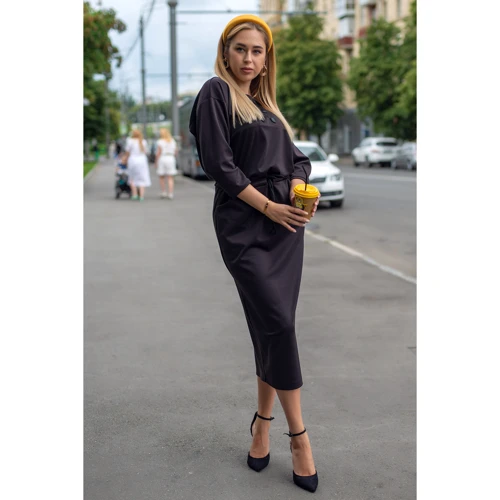 Сукня FLFashion Луїза Хпл 3174 48 коричневе повсякденне подовжене міді