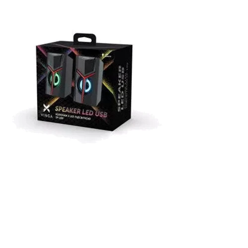 Акустическая система Vinga SP-100 LED USB Black: Формат акустики 2.0