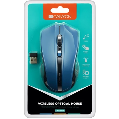 Мышь Canyon CNE-CMSW05BL Blue: Тип сенсора оптический