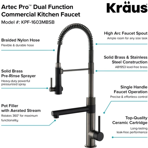 Змішувач для кухонного миття Kraus KPF-1603MBSB