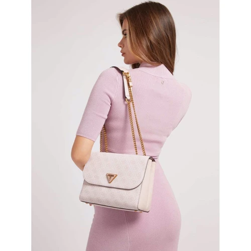 Женская сумка через плечо Guess Cordelia Logo CnvrtblL Xbde Flp бежево-розовая (HWBB8377210-BHG): Тип ручки На цепочке, Плечевой ремень, Без ручки