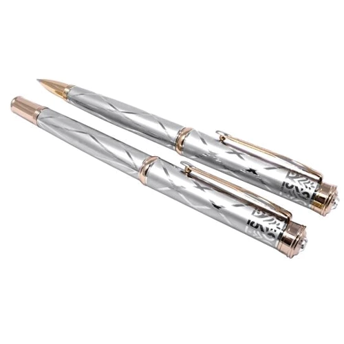 Набор ручек Gianni Terra шариковая и перьевая SILVER WITH GOLD HH122/B-F(silver)