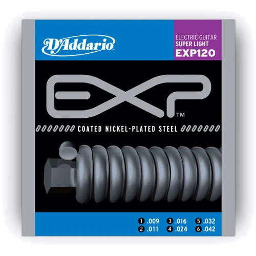 Струна для гитар Струны D`ADDARIO EXP120 EXP COATED SUPER LIGHT (09-42): В комплекте Набор из 6 струн