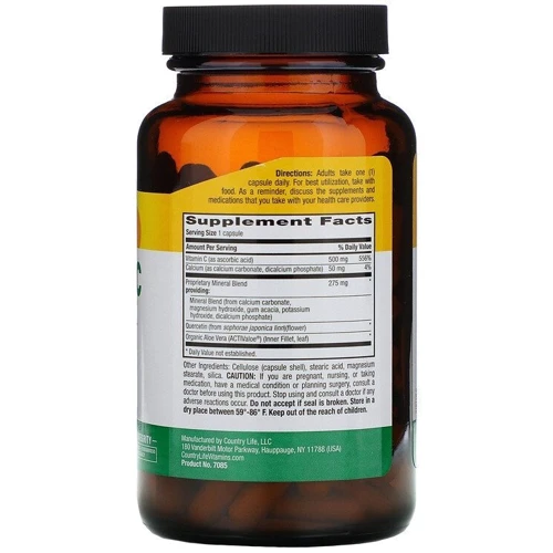 Country Life Buffer-C pH Controlled 500 mg Буфер вітамін С з контролем рН 120 капсул: Тип Витамин C