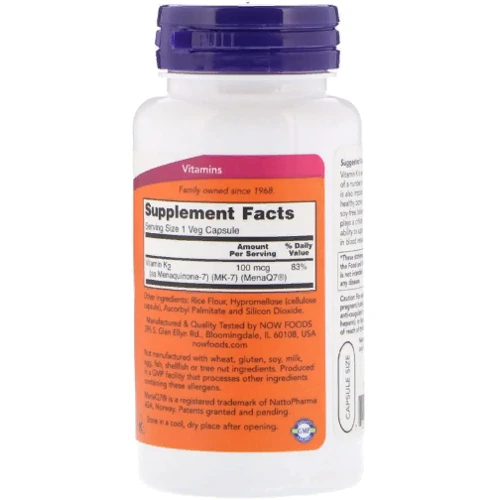 Now Foods MK-7 Vitamin K-2 100 mcg MK-7 Витамин K-2 120 веганских капсул: Тип Витамин K