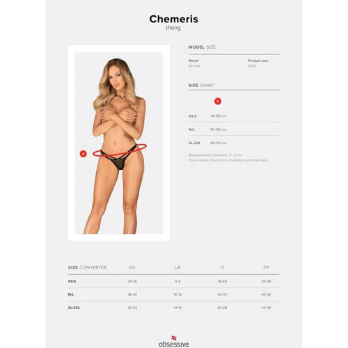 Трусики Obsessive Chemeris thong Вlack, XS/S