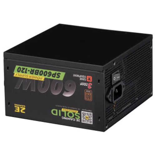 Блок живлення 2E Gaming Power Supply SOLID 600W (2E-SP600BR-120): ККД,% 85