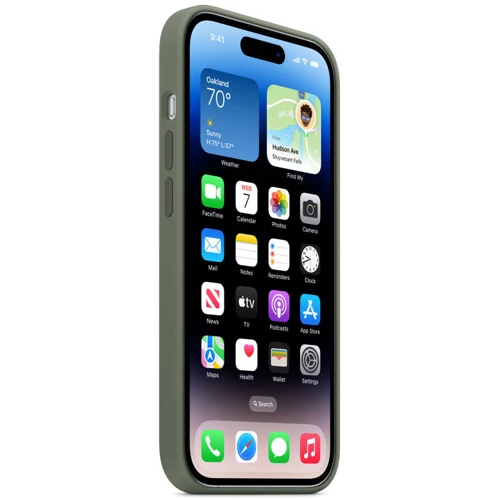 Чехол для iPhone TPU Silicone case with Magsafe Olive for iPhone 14 Pro: Материалы Силикон