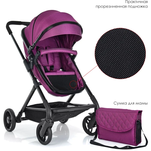 Коляска-трансформер Bambi M 3895-9 Фиолетовая: Количество блоков 1