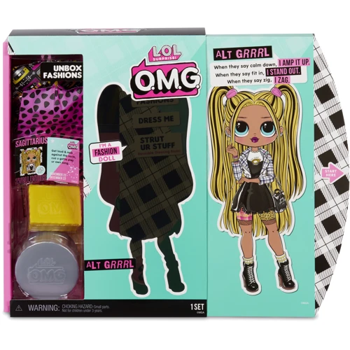 Игровой набор с куклой L.O.L. SURPRISE! серии "O.M.G" S2 - ЛЕДИ-ГРАНЖ (с аксессуарами): Особенности Сюрприз, С подставкой, На шарнирах