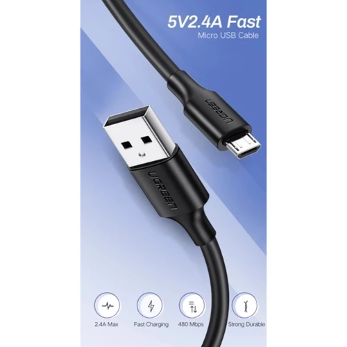 Кабель Ugreen USB Cable to microUSB 1.5m Black (60137): Тип USB Cable - microUSB