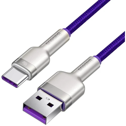 Кабель Baseus USB Cable to USB-C Cafule Metal 40W 1m Purple (CATJK-A05) фото 7