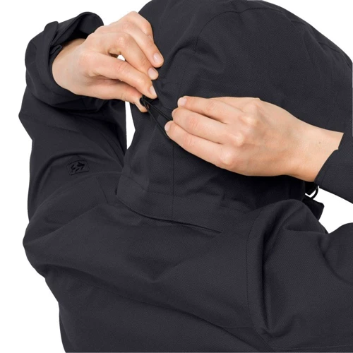 Парка Jack Wolfskin Fierce Wind Parka W 1114201-6000 42 черная зимняя с капюшоном: Длина рукава Длинный