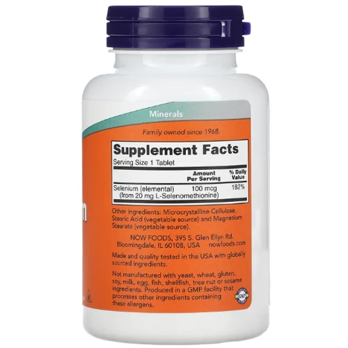 NOW Foods SELENIUM 100 mcg 250 TABS Селен: Тип Селен