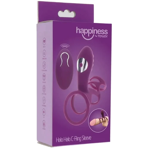 Вибронасадка с пультом ДУ Toy Joy Halo Halo C-Ring Sleeve (фиолетовый)