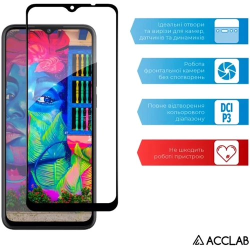 ACCLAB Tempered Glass Full Glue Black для ZTE Blade A53 фото 5