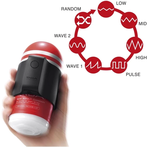 Вибронасадка Tenga CUP VIBRATOR, 7 режимов, 2 мастурбатора в комплекте