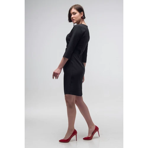 Платье FLFashion Агния ТПА 2684 42 черное повседневное до середины бедра: Вид Повседневные платья