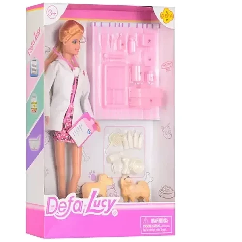 Кукла типа Барби ветеринар DEFA Lucy 8346A с собачками и инструментом: Высота, см 29