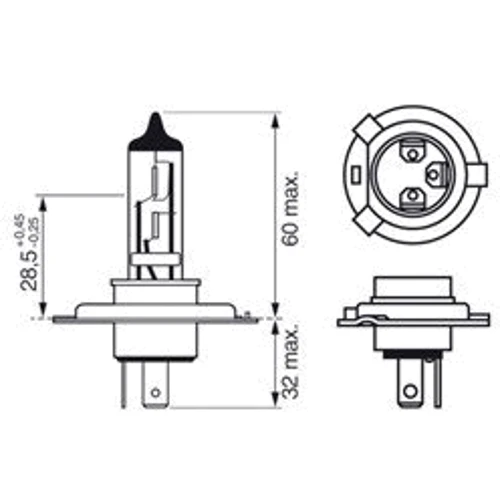 Галогенная лампа Bosch H4 Ultra White 12V 60/55W P43t (1987301152): Производитель Bosch