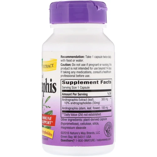 Nature's Way Andrographis Standardized 60 Veggie Caps Андографіс: Форма випуску капсули