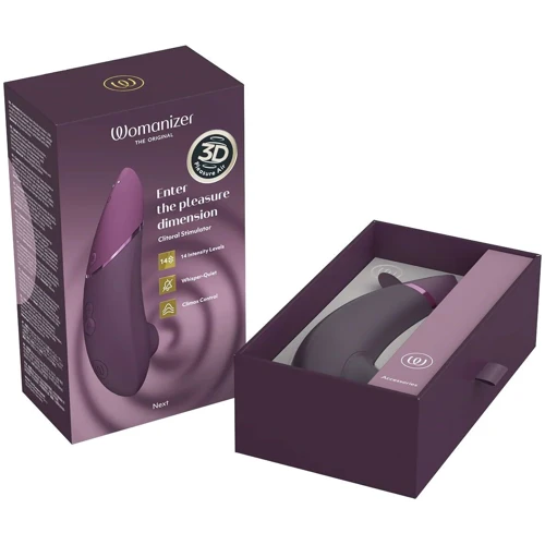Вакуумный клиторальный стимулятор Womanizer Next Dark Purple, 3D Pleasure Air, 14 уровней интенсивности