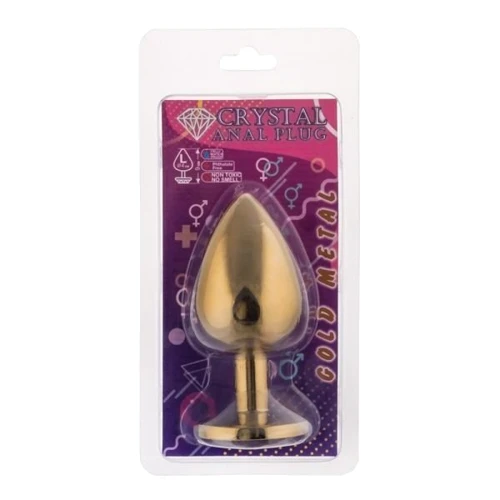Анальная пробка CRYSTAL Gold Heart Citrine, L