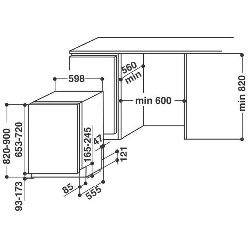 Встраиваемая посудомоечная машина Whirlpool WIO 3033 DEL: Цвет белый