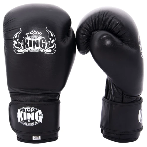Кожаные перчатки для бокса Maraton Top King # 8 OZ Черные