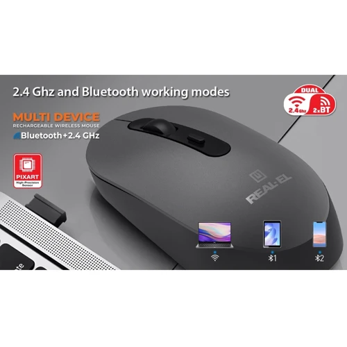 Мишка REAL-EL RM-470W Black (EL123200049): Радіус дії 10 м