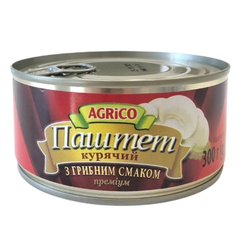 Паштет Agrico з курятини з грибами, бляшанка, 300 г