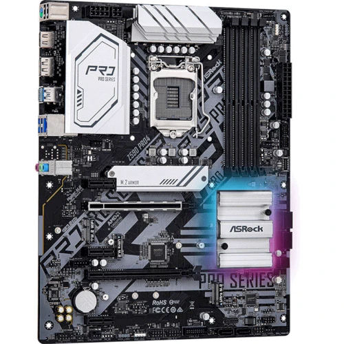 ASRock Z590 Pro4 ATX 4xDDR4 4800, M2, HDMI, DisplayPort: Дополнительно Радиатор на VRM, Поддержка UEFI