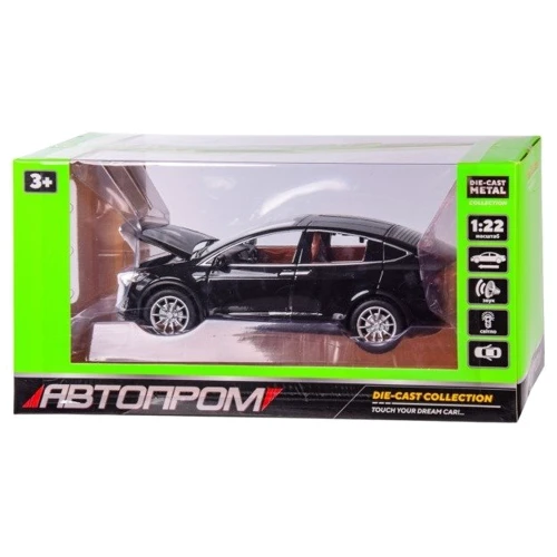Металлическая машинка Автопром Tesla Model X Тесла 1:22 черная (7574ABC): Масштаб 1:22