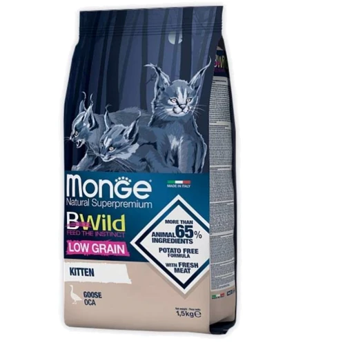 Сухой корм низкозерновой Monge Cat Bwild Low Grain Kitten из мяса гуся 1.5 кг (70012041)