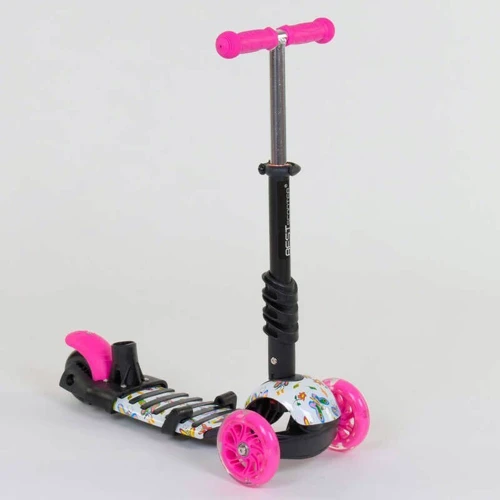 Самокат 5в1 Best Scooter, PU колеса, подсветка колес, Абстракция Pink/Black (74060) фото 6