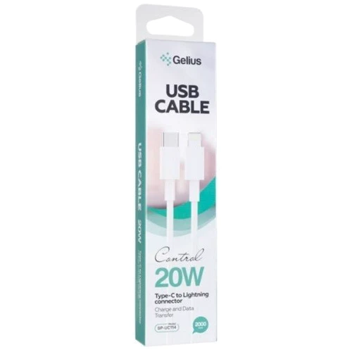 Кабель Gelius Cable USB-C to Lightning Control 20W 2m White (GP-UC114): Длина 2 м