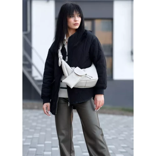 Женская сумка хобо Sambag HOBO S серый шёлк (53100030): Фактура Матовая, Гладкая