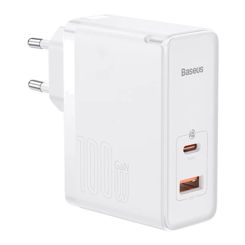 Зарядное устройство Baseus Wall Charger GaN5 Pro USB+USB-C 100W White with USB-C Сable (CCGP090202)