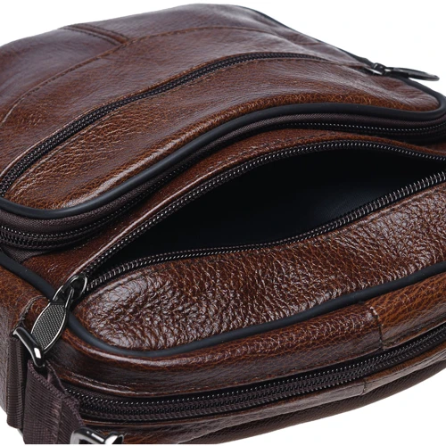 Мужская сумка планшет Borsa Leather коричневая (K18490-brown): Застежка Молния