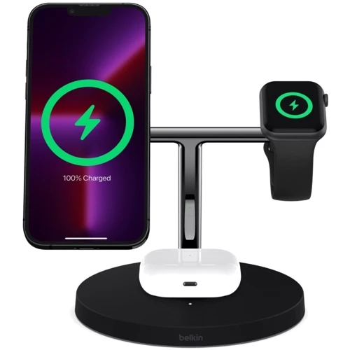 Зарядний пристрій Belkin Wireless Charger Base Station MagSafe Black (WIZ017VFBK) для iPhone 16 I 15 I 14 I 13 I 12 series and Apple Watch фото 6