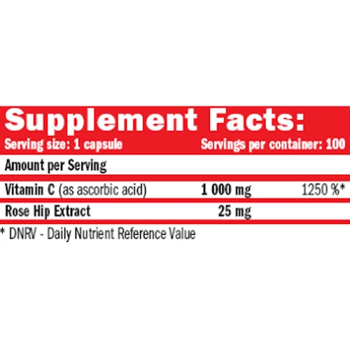 Amix Nutrition Vitamin C 1000 mg Витамин C 100 капсул: Тип Витамин C