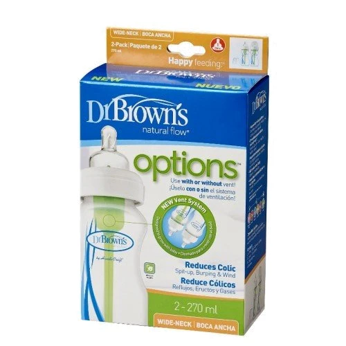 Детская бутылочка для кормления Dr.Brown's с широким горлышком, 270 мл, 2 шт. в упаковке (WB92005-ESX)