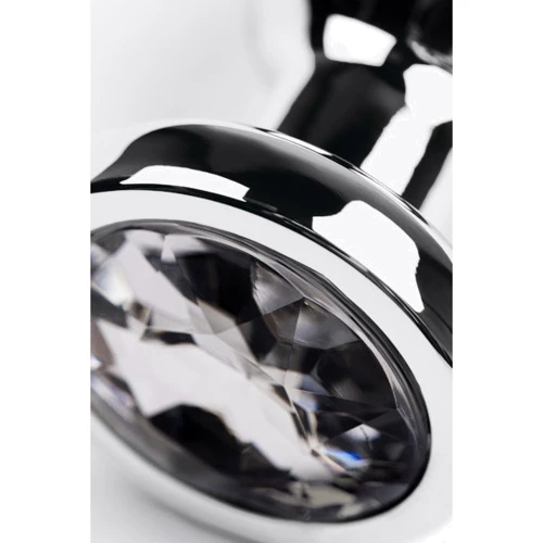 Анальная пробка с кристаллом Toyfa Metal Silver anal plug white gem