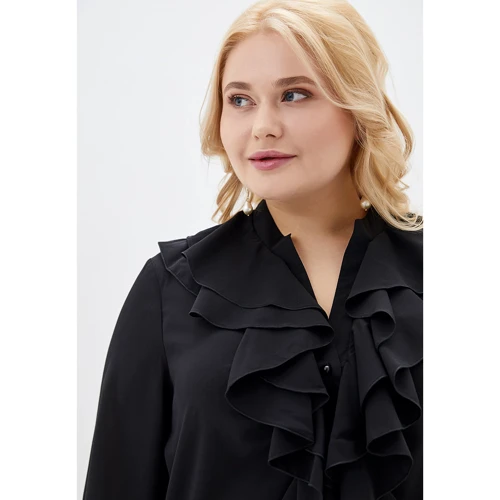 Блуза Luzana Фаина 52 черная с рукавом 3/4: Тип застежки На пуговицах
