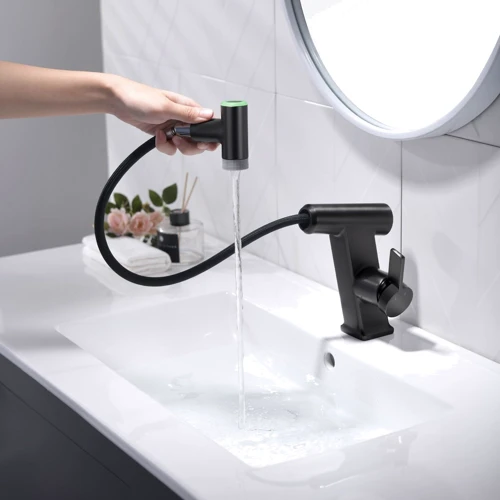 Смеситель для раковины Lefton Pull-Out Faucet with Temperature Display & LED Light - BF2207 Matt Black: Назначение Для раковины