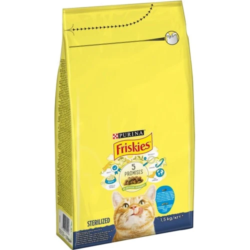 Сухой корм Friskies для стерилизованных кошек и кастрированных котов с лососем и овощами 1.5 кг (7613033002458)